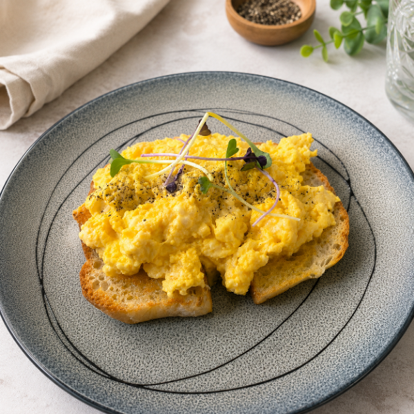 Scrambled Eggs on Toasted Ciabatta