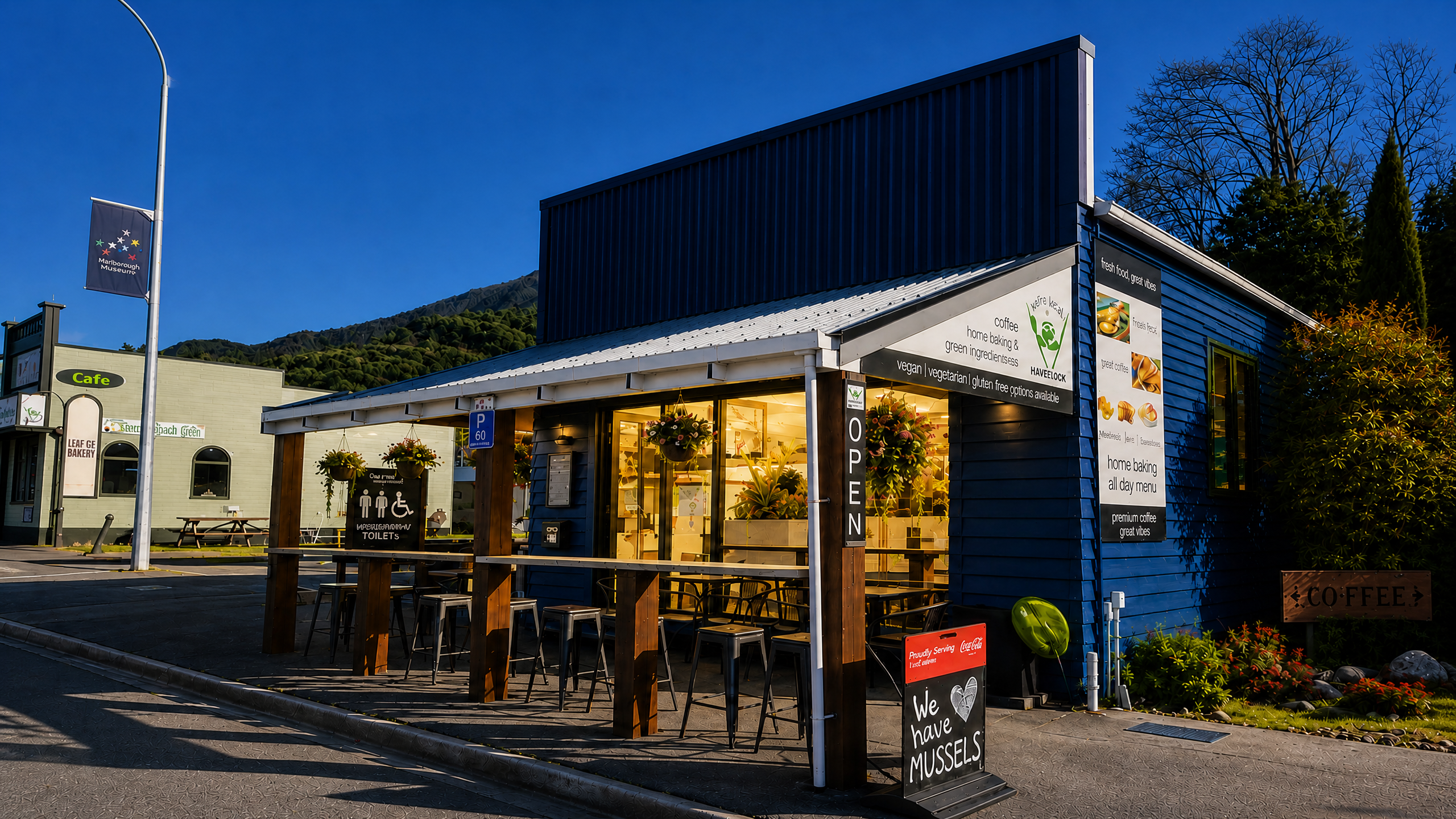 MPR Eatery in bright Havelock daylight